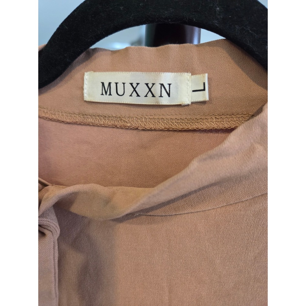 MUXN Women's Midi Pencil Dress 3/4 Sleeve Tie Neck Bodycon Office Cocktail - Picture 7 of 10